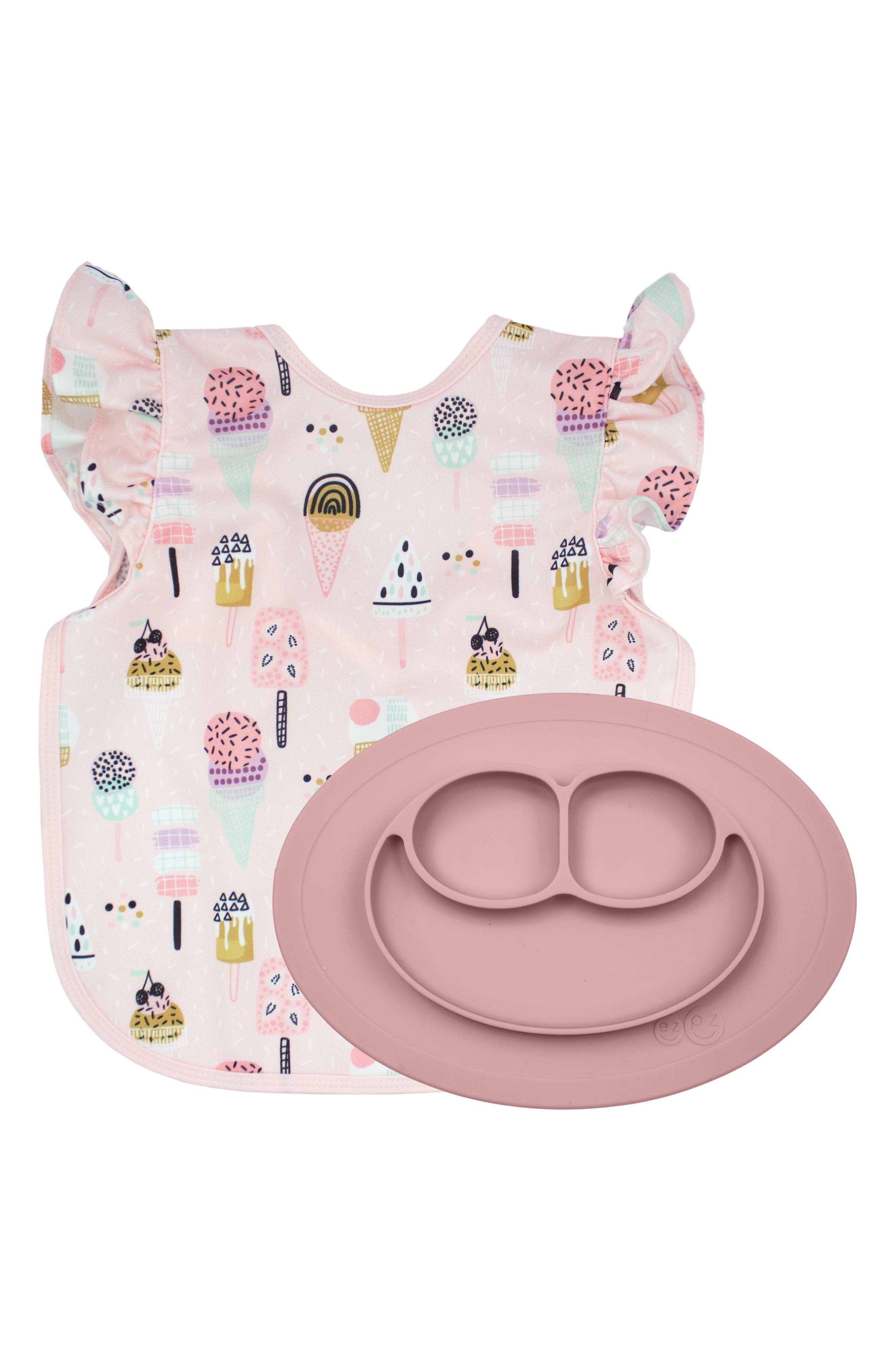 ezpz x BapronBaby Blush Apron & Feeding Mat Set