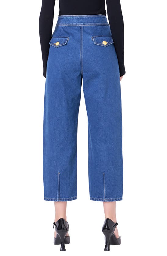 ENGLISH FACTORY ENGLISH FACTORY PREMIUM PLEATED CROP WIDE LEG DENIM TROUSERS