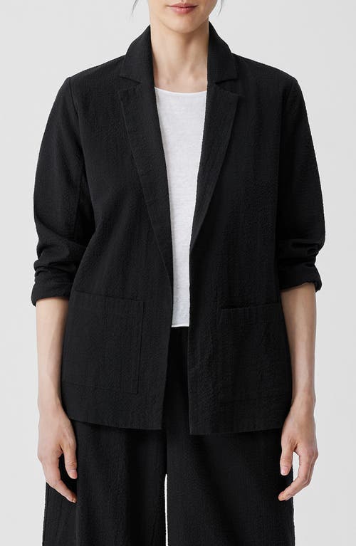 Eileen Fisher Organic Cotton Longline Blazer In Black