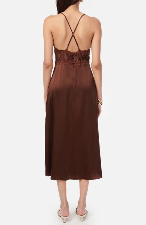 Shop Cami Nyc Roya Floral Silk Midi Slipdress In Mocha