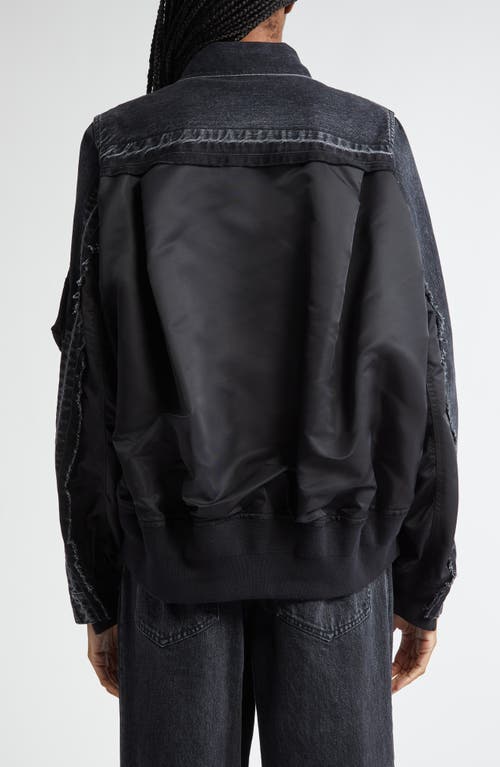 Sacai Padded-pocket Denim Jacket In Black 001