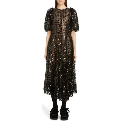 Simone Rocha Sequin Grid Midi Dress, US / 12 UK - Black