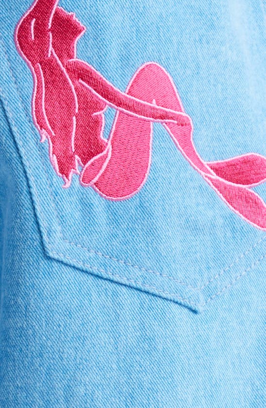 Marshall Columbia X Disney 'the Little Mermaid' High Waist Embroidered Denim Shorts In Blue
