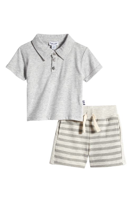 Splendid Beach Day Polo & Drawstring Shorts Set Heather Grey at Nordstrom,