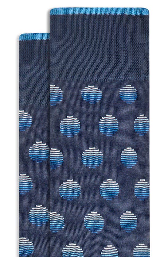 Shop Bugatchi Dot Pattern Cotton Blend Dress Socks In Navy