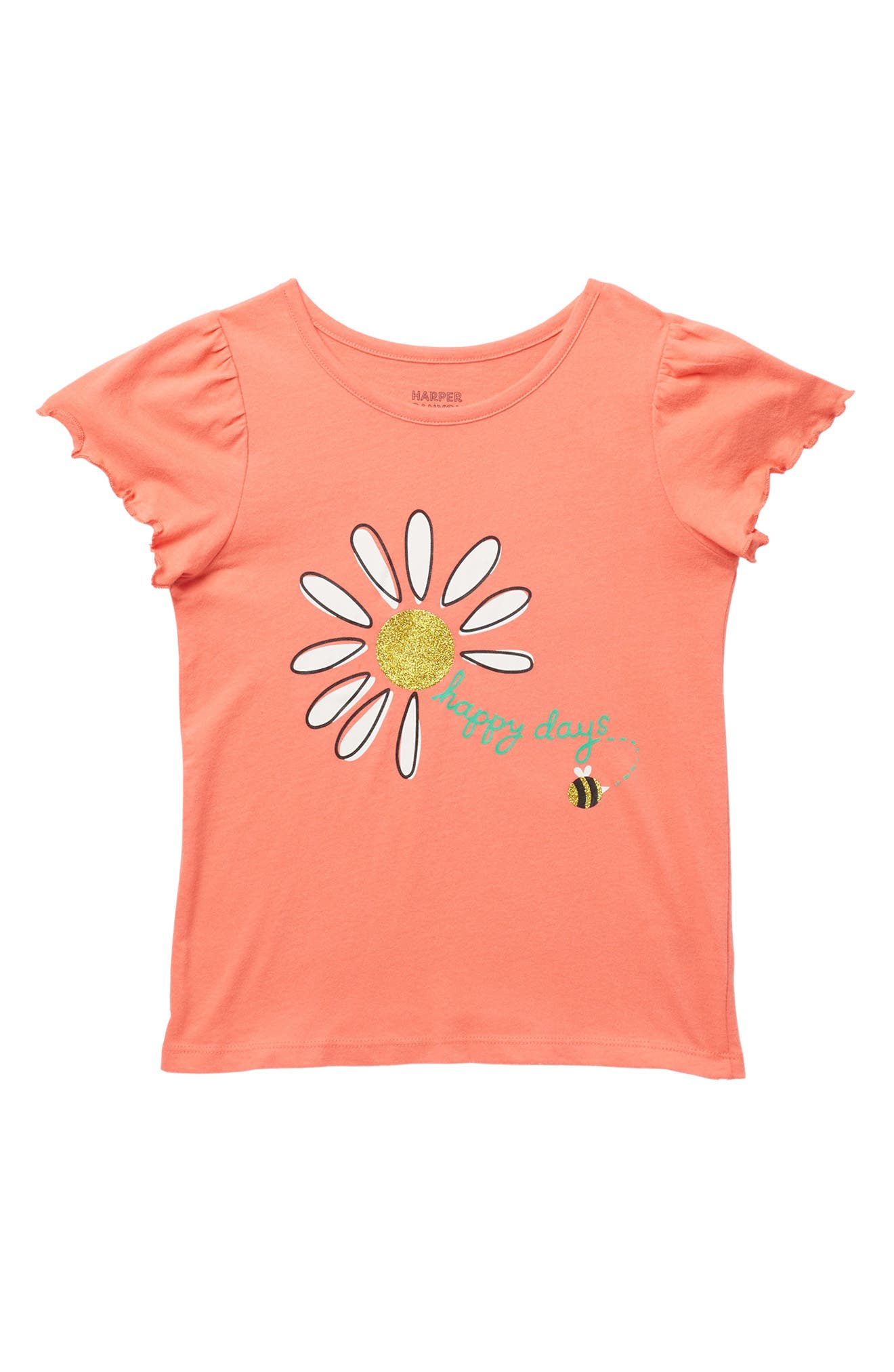 Harper Canyon Kids' Graphic T-shirt In Coral Glow Happy Days