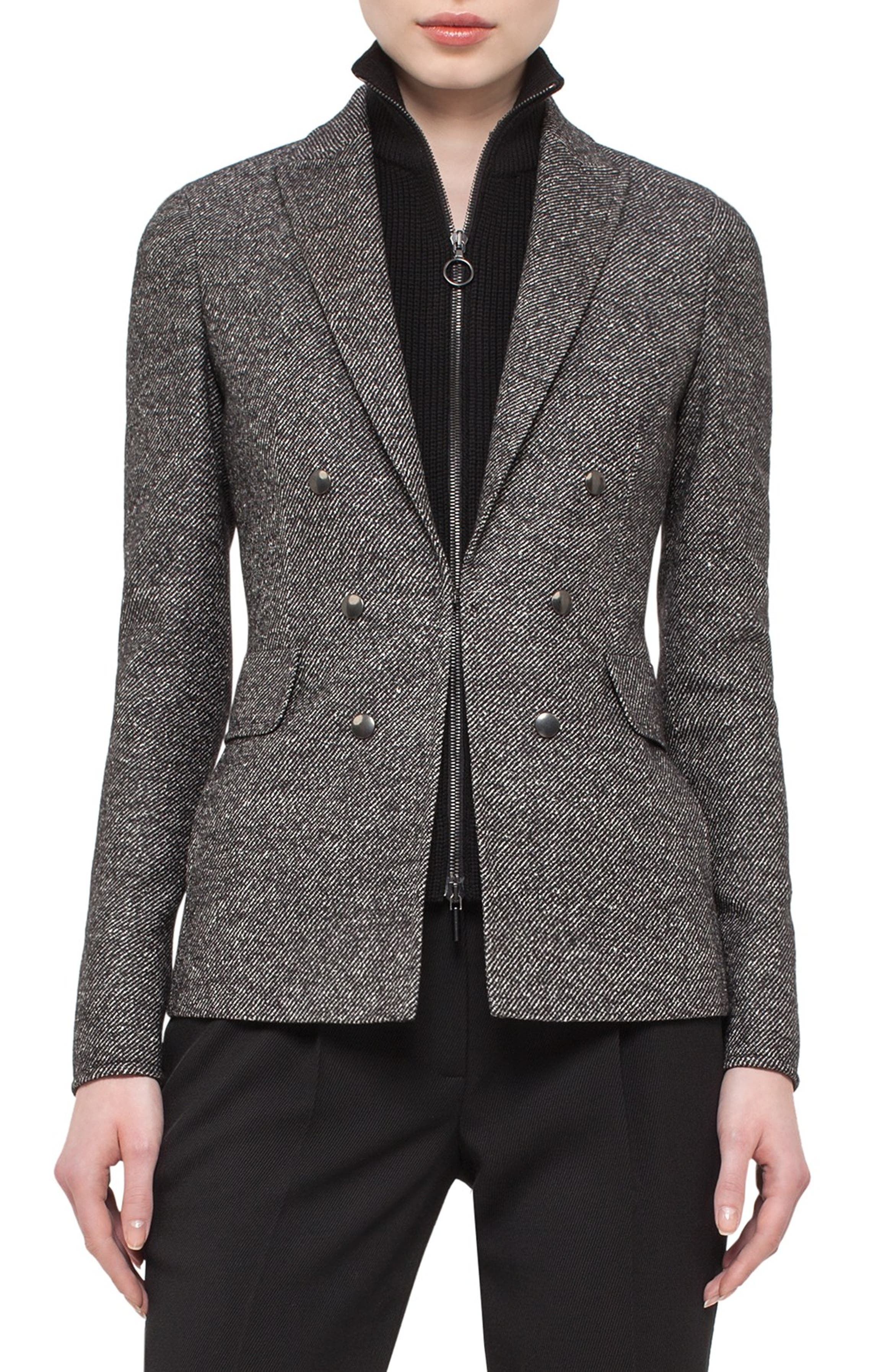 Akris punto Knit Insert Wool & Silk Tweed Jacket | Nordstrom