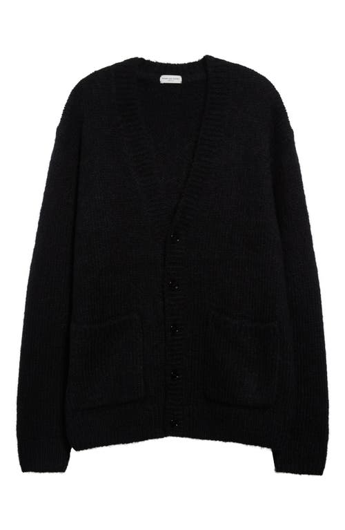 Shop Dries Van Noten Mounia Oversize Alpaca & Merino Wool V-neck Rib Cardigan In Black 900