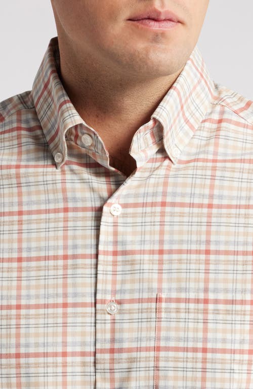 Shop Scott Barber Mélange Plaid Stretch Button-down Shirt In Spice