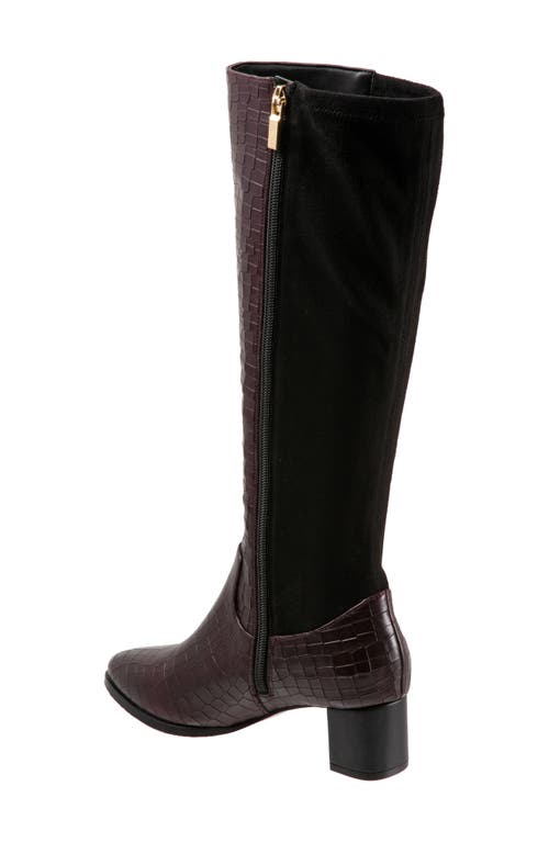 Shop Trotters Kirby Knee High Boot In Wine Leather/microfiber