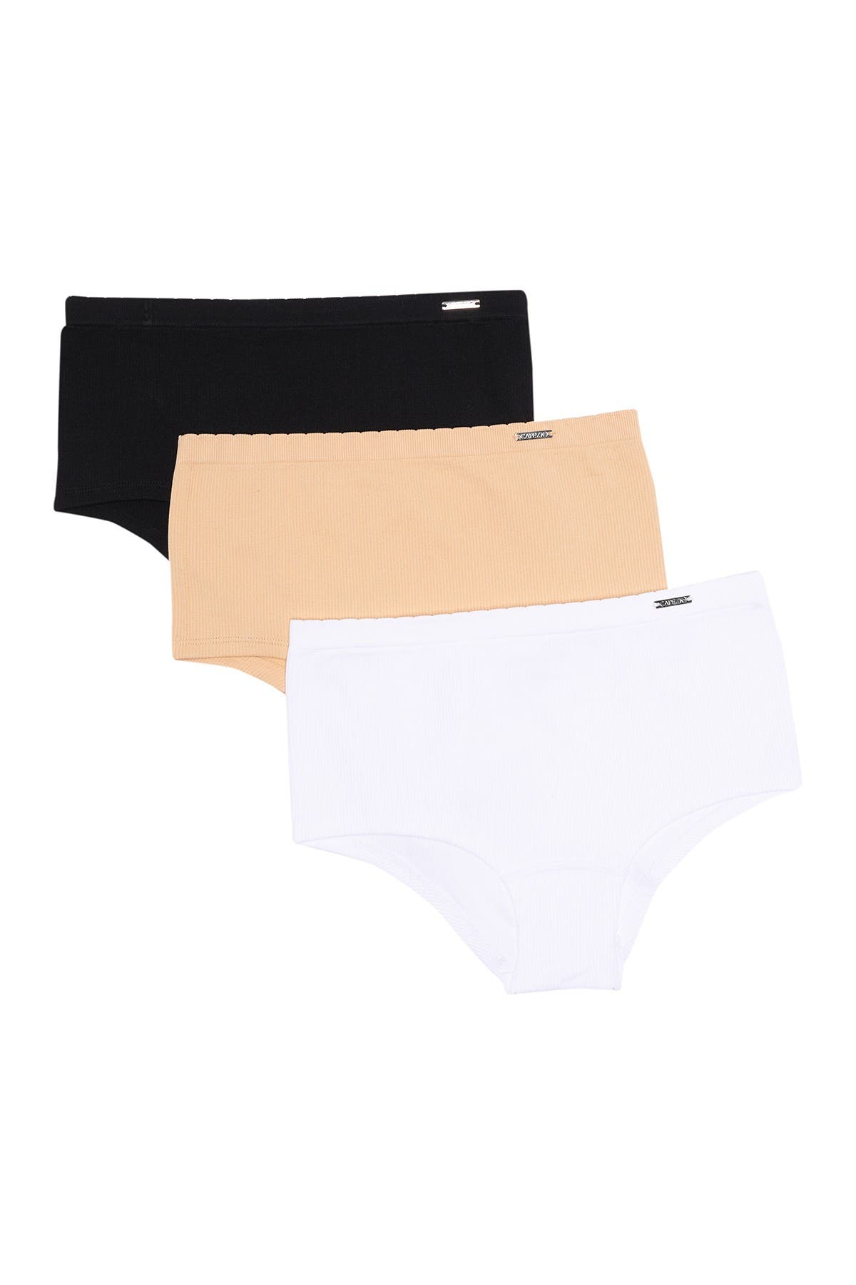 Studio By Capezio Seamless Ribbed Panties In Blk/short Bread/ Wht