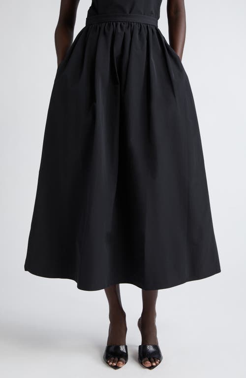 Techno Taffeta Midi Skirt in Black