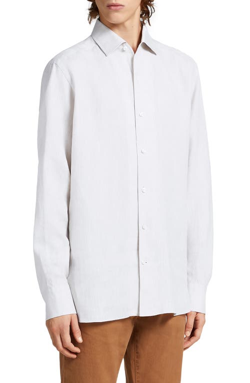 ZEGNA Luxury Linen Button-Up Shirt White at Nordstrom,