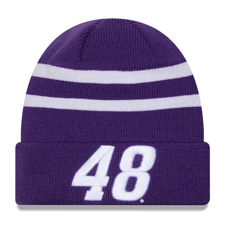 Shop New Era Purple/white Alex Bowman Cuffed Knit Hat
