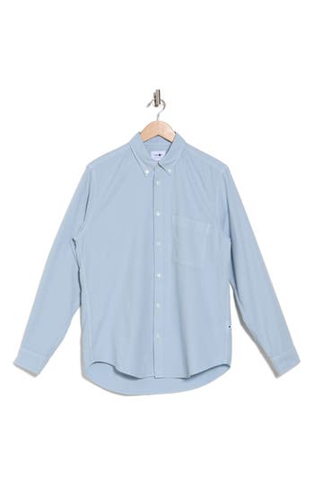 Nn07 Arne Long Sleeve Cotton Button-down Shirt In Dove Blue