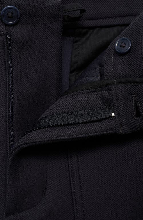 Mango Textured Classic Fit Pants In Dark Navy