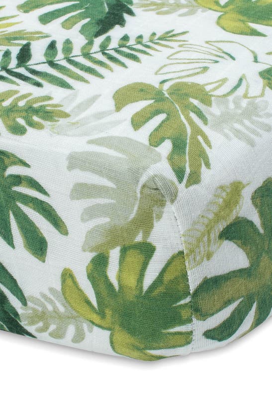 Little Unicorn Cotton Muslin Crib Sheet In Tropical Leaf