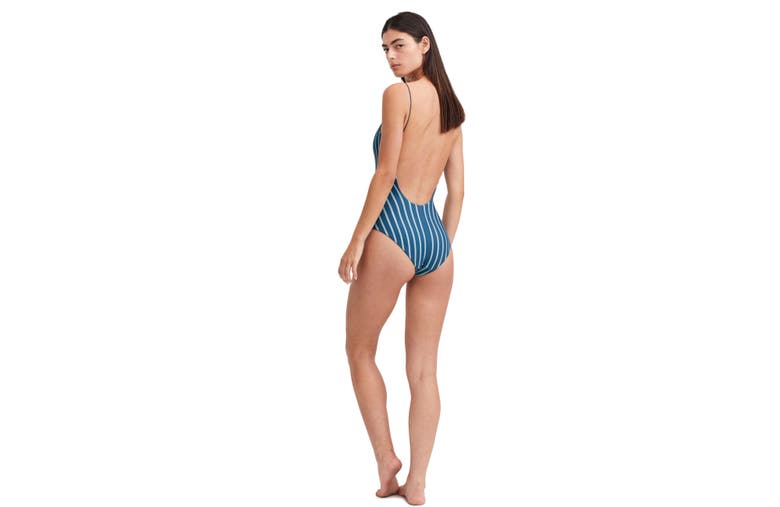 Shop Au Naturel By Gottex Reversible Solid Scoop Neck One Piece Swimsuit With U Shape Back In Dusk Blue