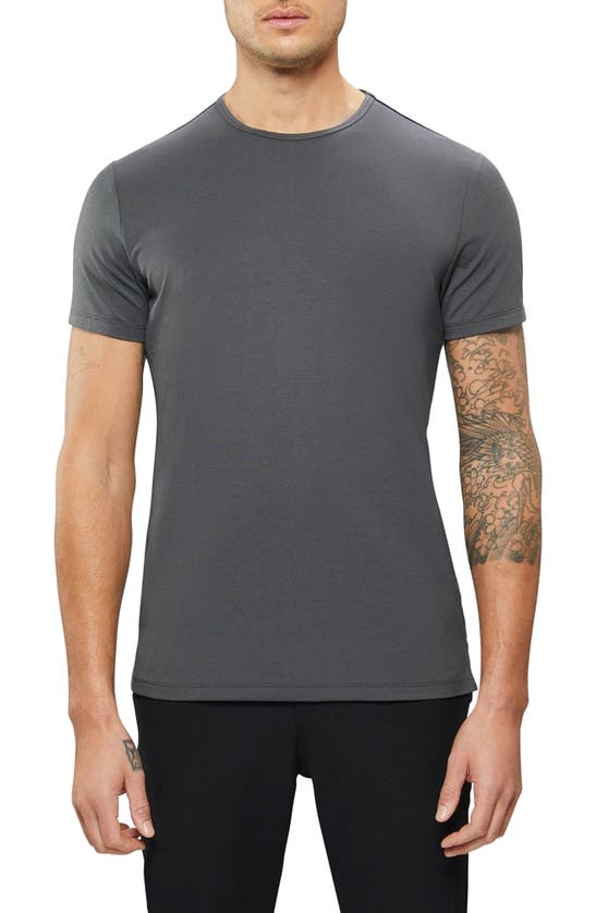 Cuts Trim Fit Split Hem Crewneck T-shirt In Graphite