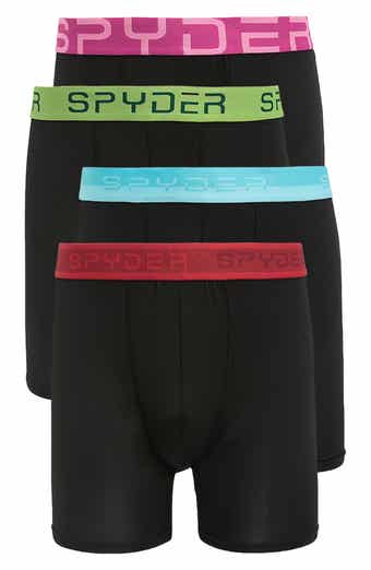 Spyder Mens Boxer Briefs 4 Pack Poly Spandex Performance Boxer Briefs  Underwear (Black/Green/Navy/Grey, Small) at  Men's Clothing store