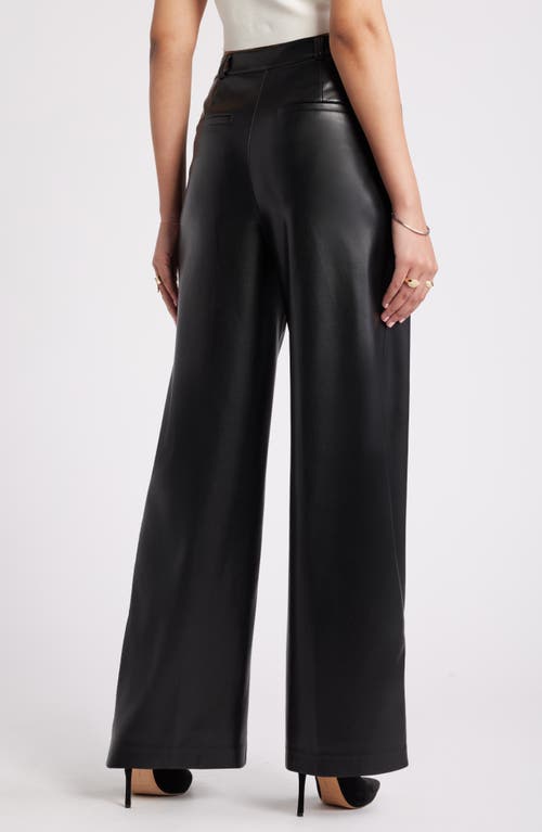 Open Edit Faux Leather Wide Leg Pants In Black