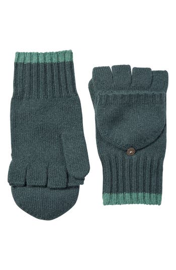 Amicale Pop Top Fingerless Cashmere Knit Gloves In Spruce