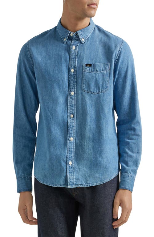 Denim Button-Down Shirt in Shasta Blue