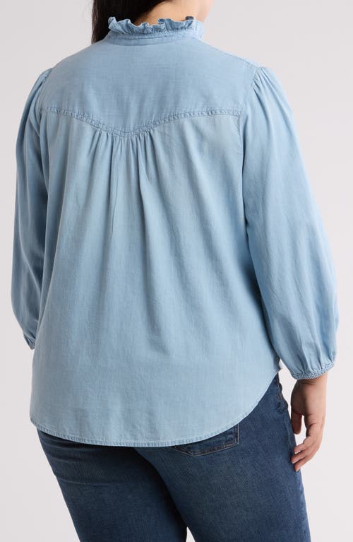 CASLON CASLON® RUFFLED CHAMBRAY POPOVER BLOUSE