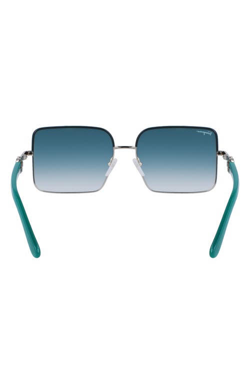 Ferragamo Women's Gancini 60mm Rectangular Sunglasses In Silver/petrol