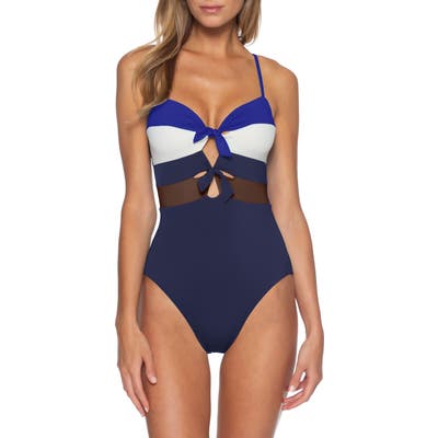 Becca Circuit Colorblock One-Piece Swimsuit, Blue