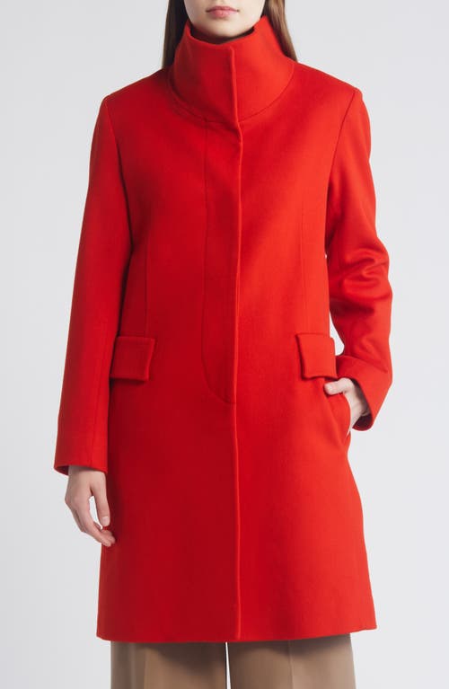 Fleurette Dusty Longline Wool Coat In Lava