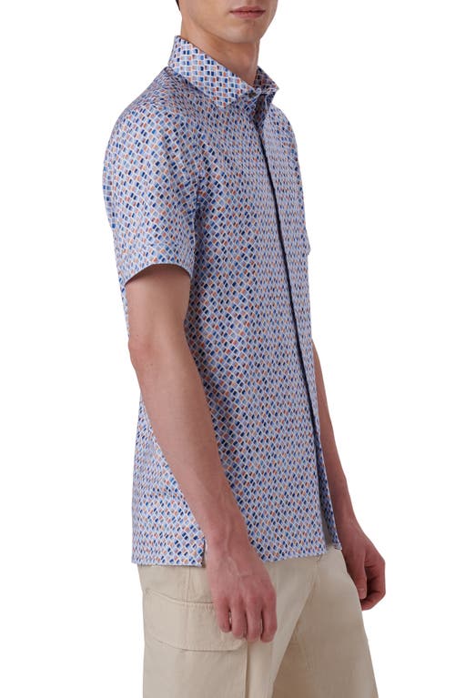 Shop Bugatchi Milo Ooohcotton® Short Sleeve Button-up Shirt In Tobacco