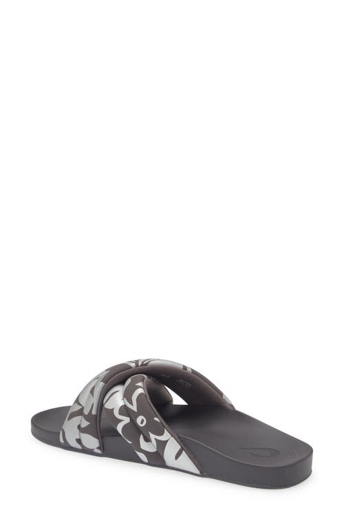 Shop Olukai Hila Water Resistant Slide Sandal In Silver/pavement