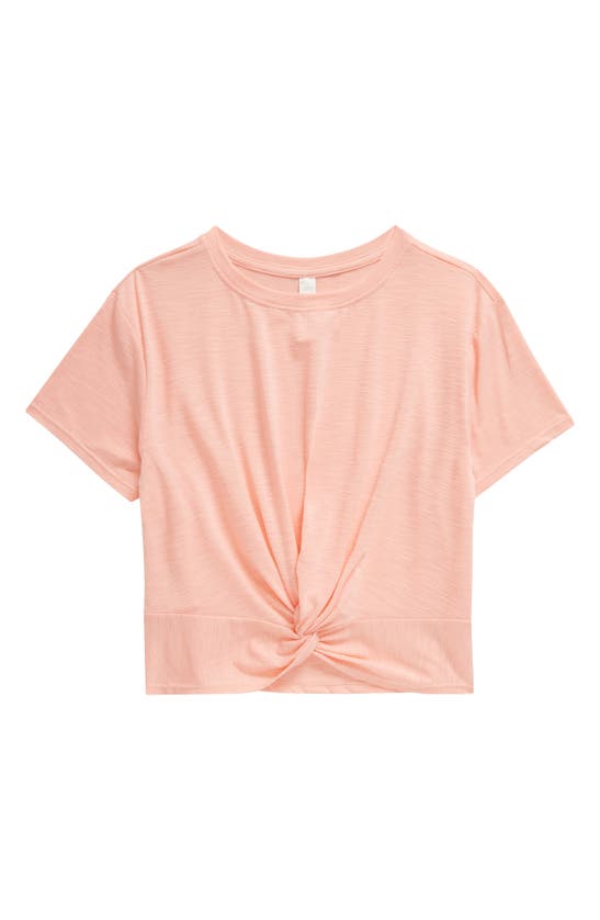 Shop Zella Girl Kids' Twist Front T-shirt In Pink Pudding