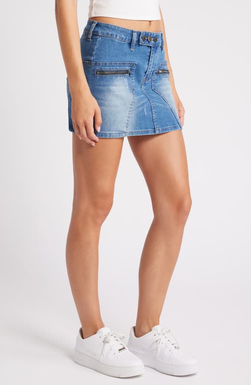 Shop Ptcl Moto Zip Pocket Denim Miniskirt In Indigo