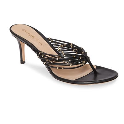 Gianvito Rossi Beaded Strappy Slide Sandal - Black