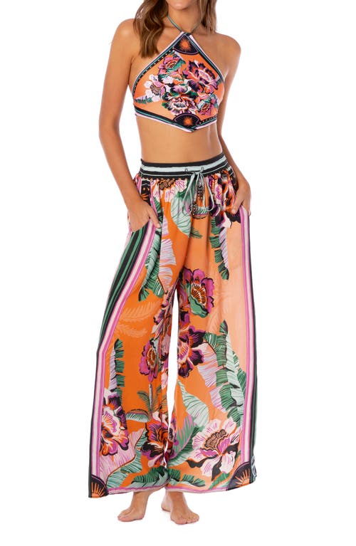 Shop Maaji Apricot Blooms Ninette Cover-up Pants In Orange