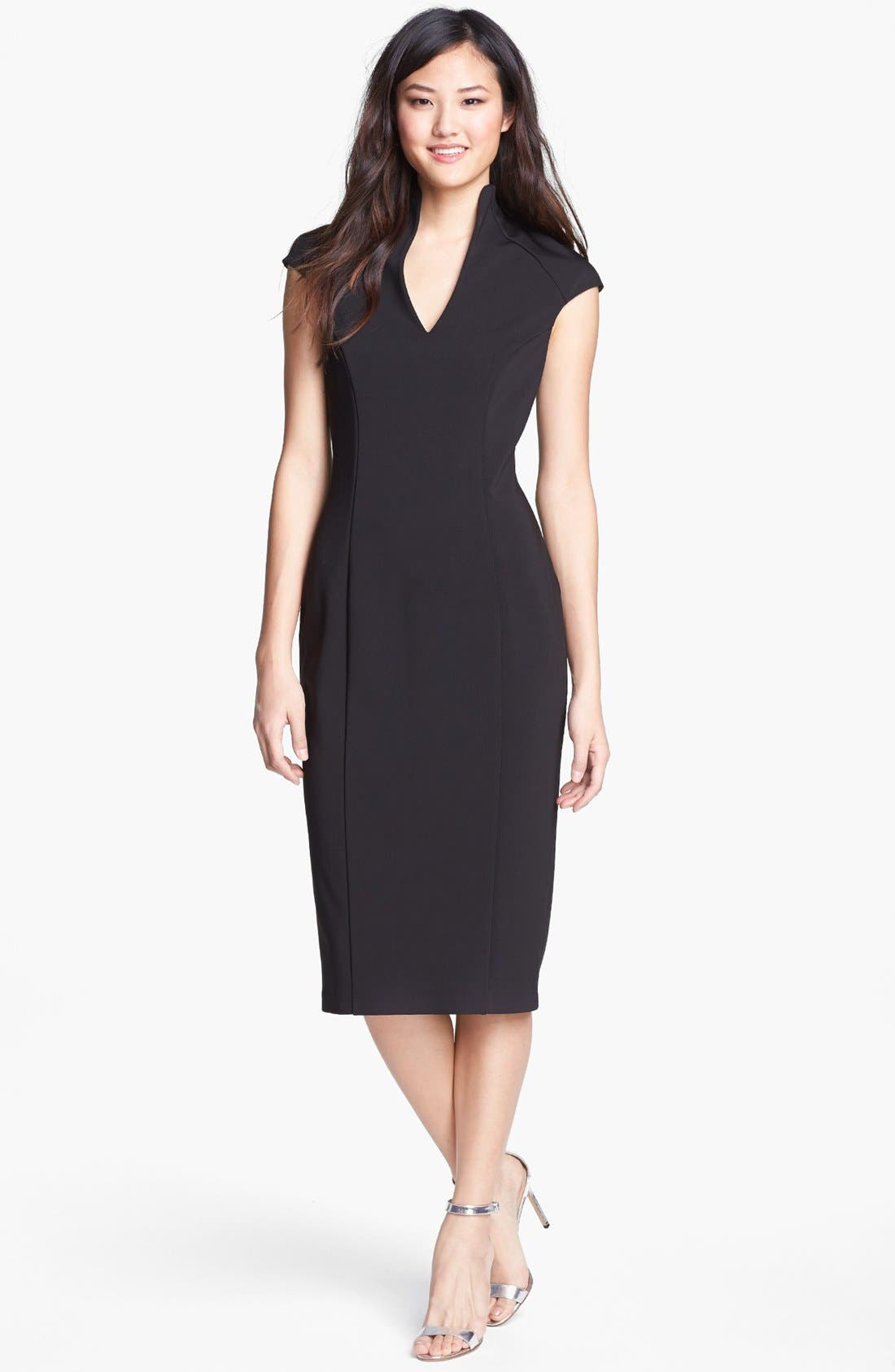 alexia admor mock neck satin midi dress