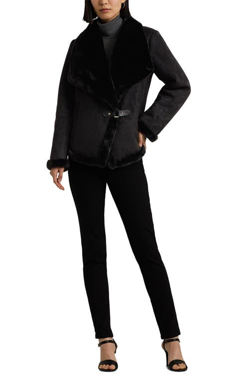 Shop Lauren Ralph Lauren Faux Shearling Jacket In Black