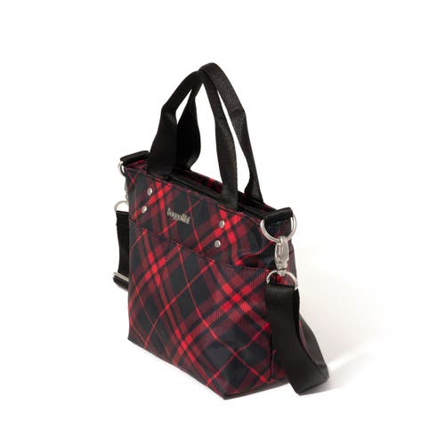 Shop Baggallini Mini Carryall Crossbody Tote Bag In Crimson Tartan