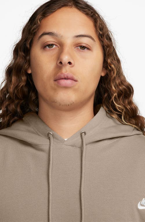 Shop Nike Club Fleece Oversize Cotton French Terry Hoodie In Khaki/khaki/white