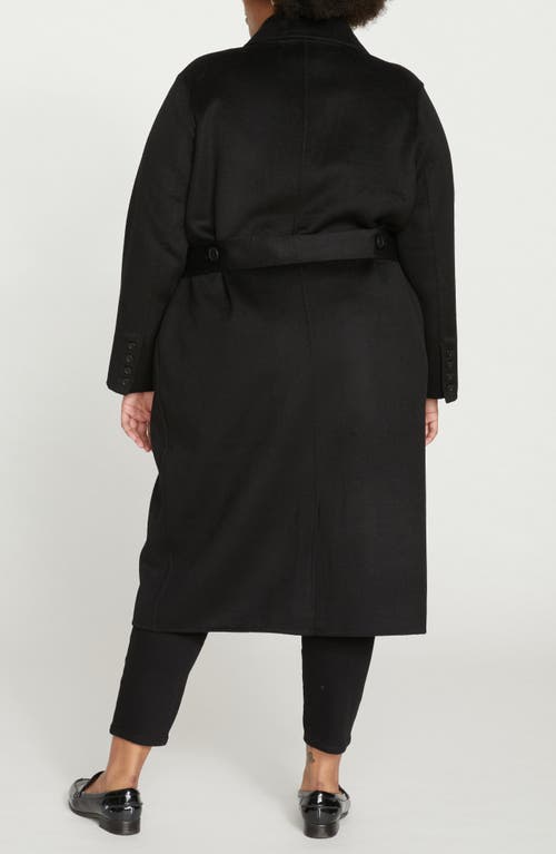 Universal Standard Belted Wool Blend Double Face Long Coat In Black