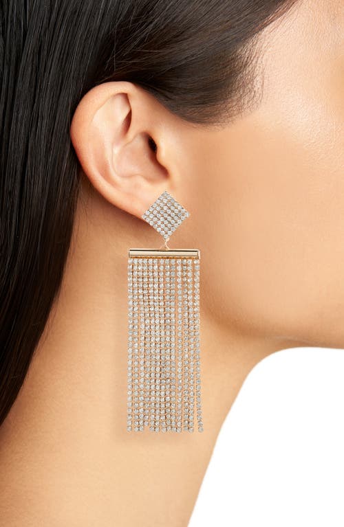 Shop Open Edit Crystal Fringe Statement Earrings In Clear- Gold