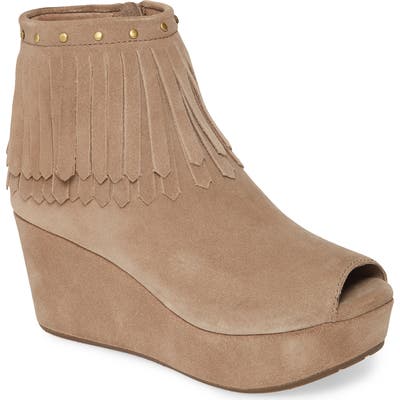 Chocolat Blu Wick Peep Toe Platform Bootie- Beige