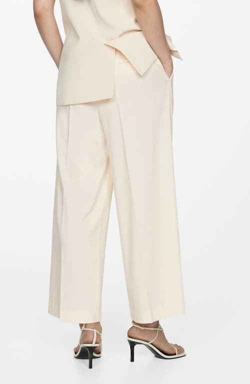 Shop Mango Pleated Culottes In Ecru