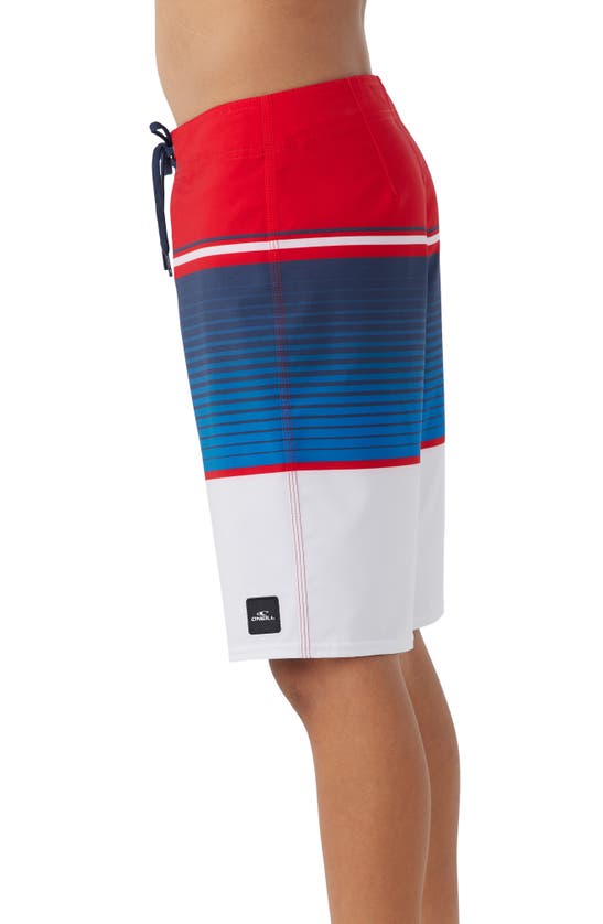 Shop O'neill Kids' Lennox Stripe Board Shorts In Red White Blue