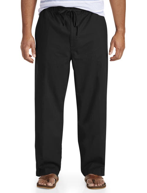 OAK HILL BY DXL OAK HILL BY DXL LINEN-BLEND DRAWSTRING PANTS 