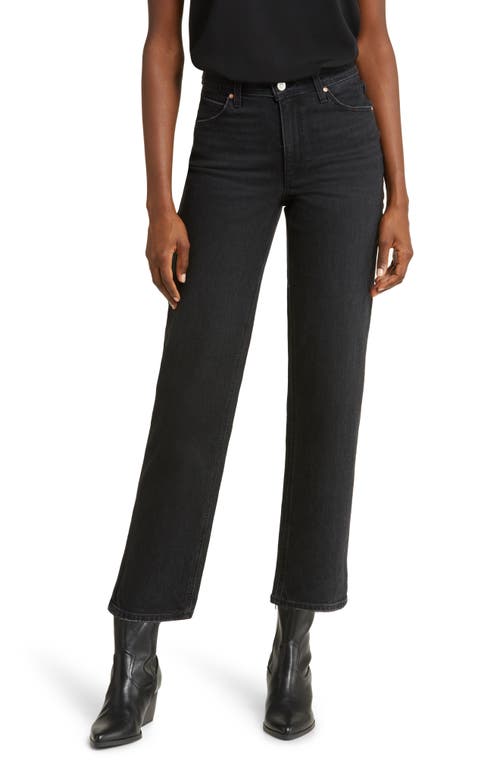 PAIGE Sarah High Waist Ankle Straight Leg Jeans Vacant Black Distressed at Nordstrom,