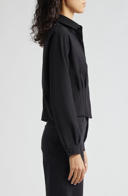 Shop Emporio Armani Pintuck Crepe Crop Jacket In Solid Black