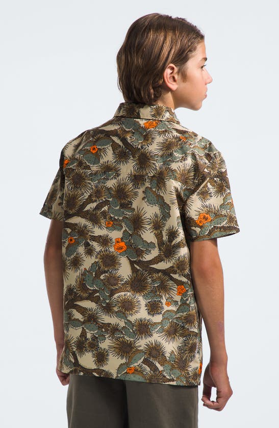 Shop The North Face Kids' Amphibious Print Short Sleeve Button-up Shirt In Utility Brown Tnf Cactus Camo